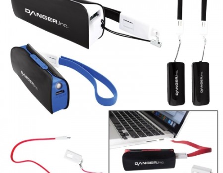Mini Power Bank Charger with LED Light & Micro USB Cable Wrist Strap