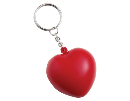 Heart-Shaped Stress Ball Keychain - Red