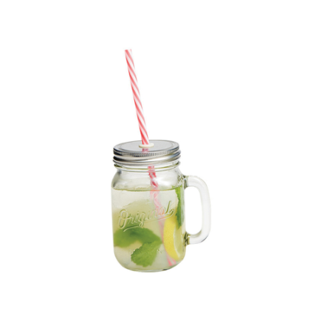 Glass Mason Mug with Straw
