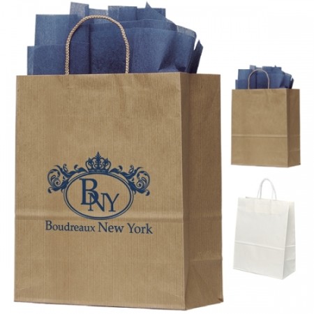 10x12 Manhatttan Uptown Striped Paper Tote Bag