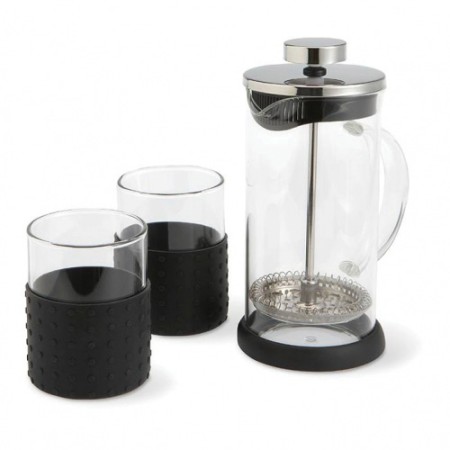 350ml coffee press and two coffee cups